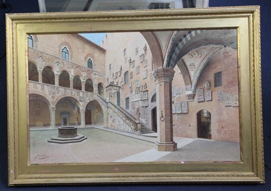 Givlio Giuliani Courtyard of the Bargello 18 x 29in.